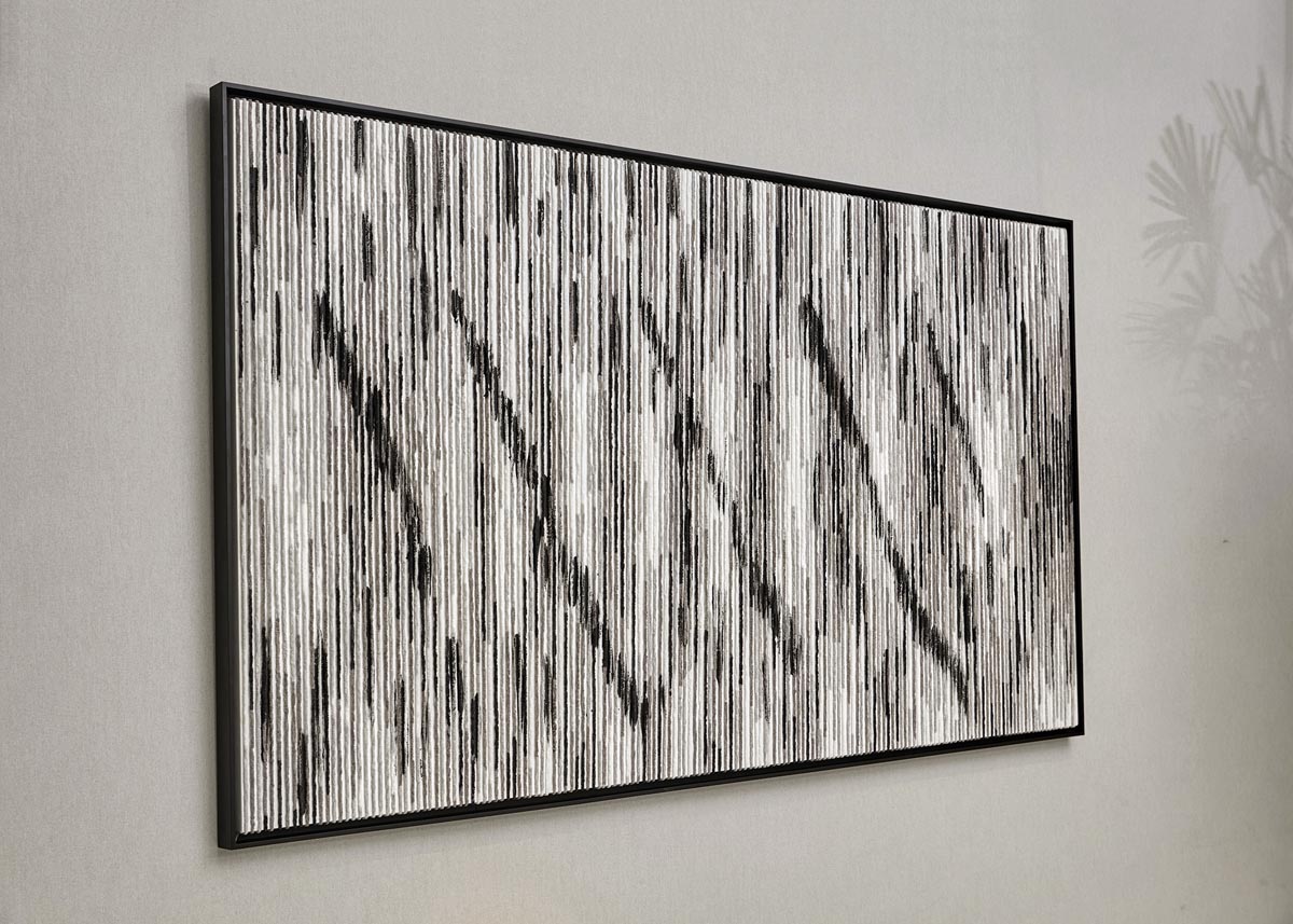 Zebra, acrylic on canvas and cords, 2021. Photo courtesy Alessandra Meskita